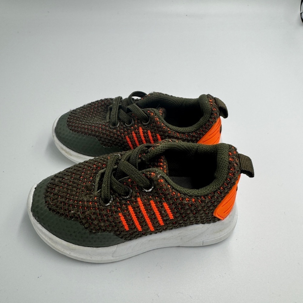 Primark Toddler Size 5 Girls Boys Kids' Olive Green and Orange Sneakers Shoes - Picture 3 of 7